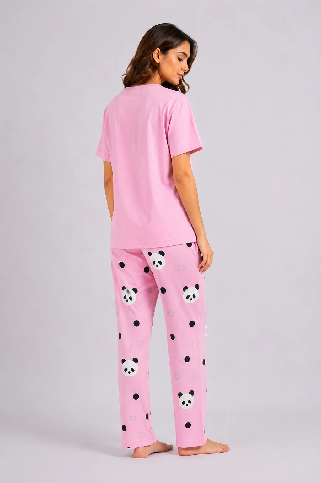 Women's Pink Panda Print Night Suit