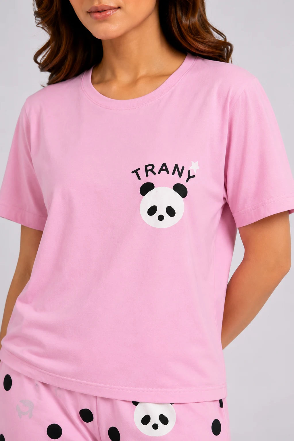 Women's Pink Panda Print Night Suit