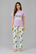 Women's Lavender Bunny Print Night Suit