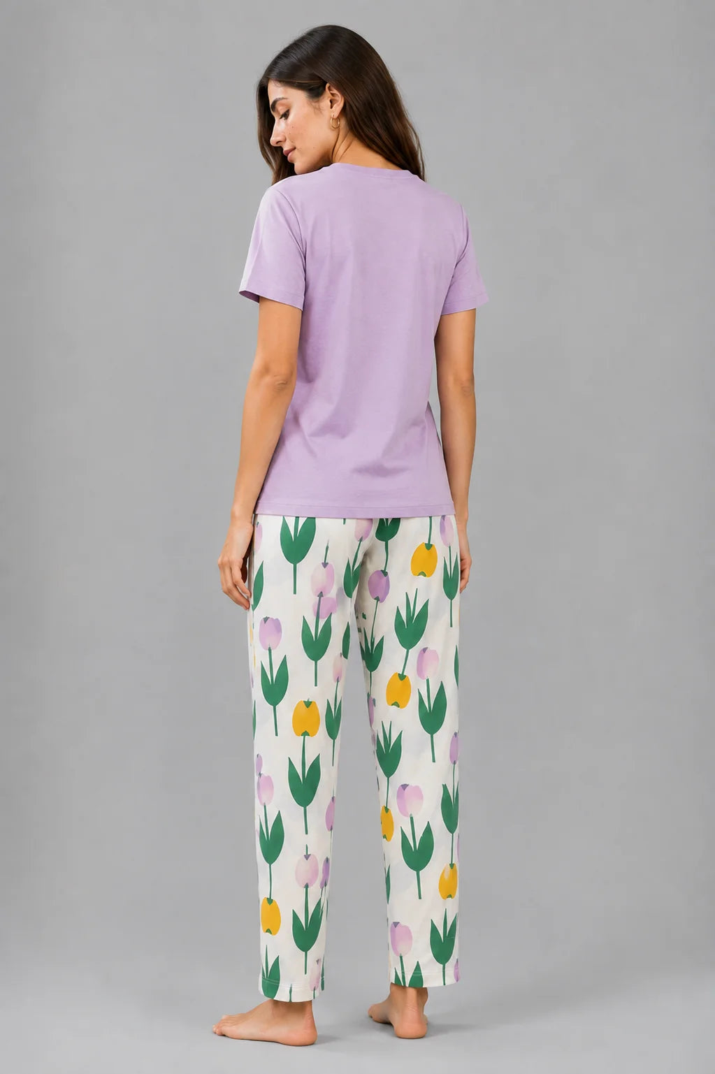 Women's Lavender Bunny Print Night Suit