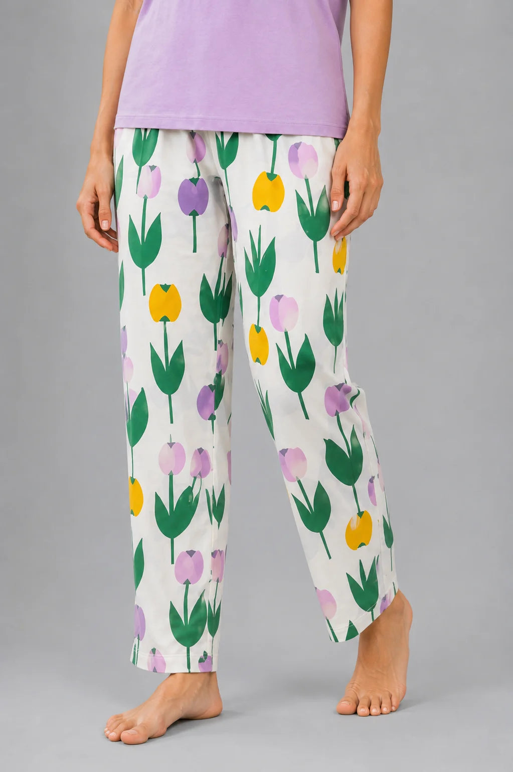 Women's Lavender Bunny Print Night Suit