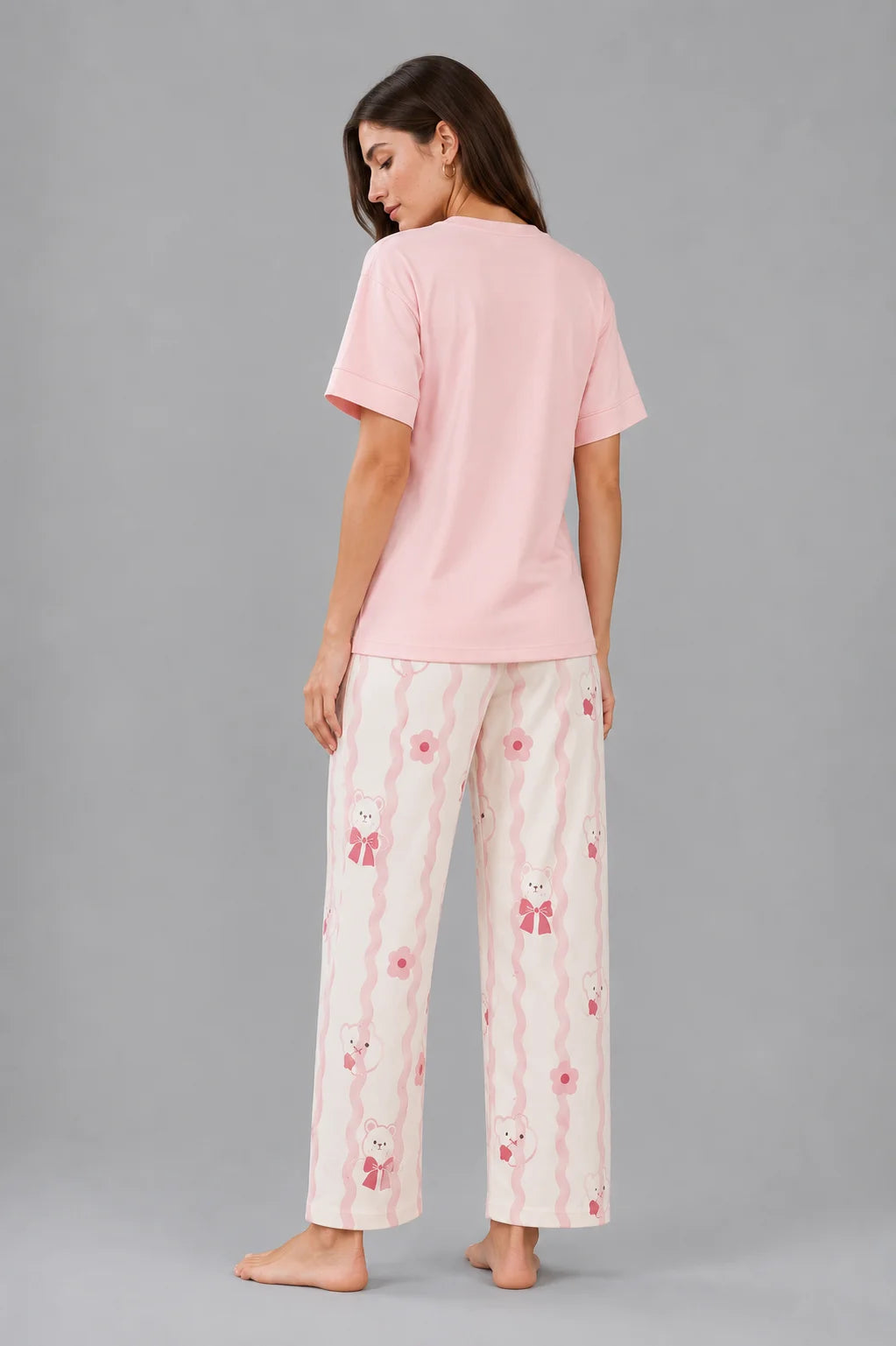 Women's Pink Bear Print Night Suit