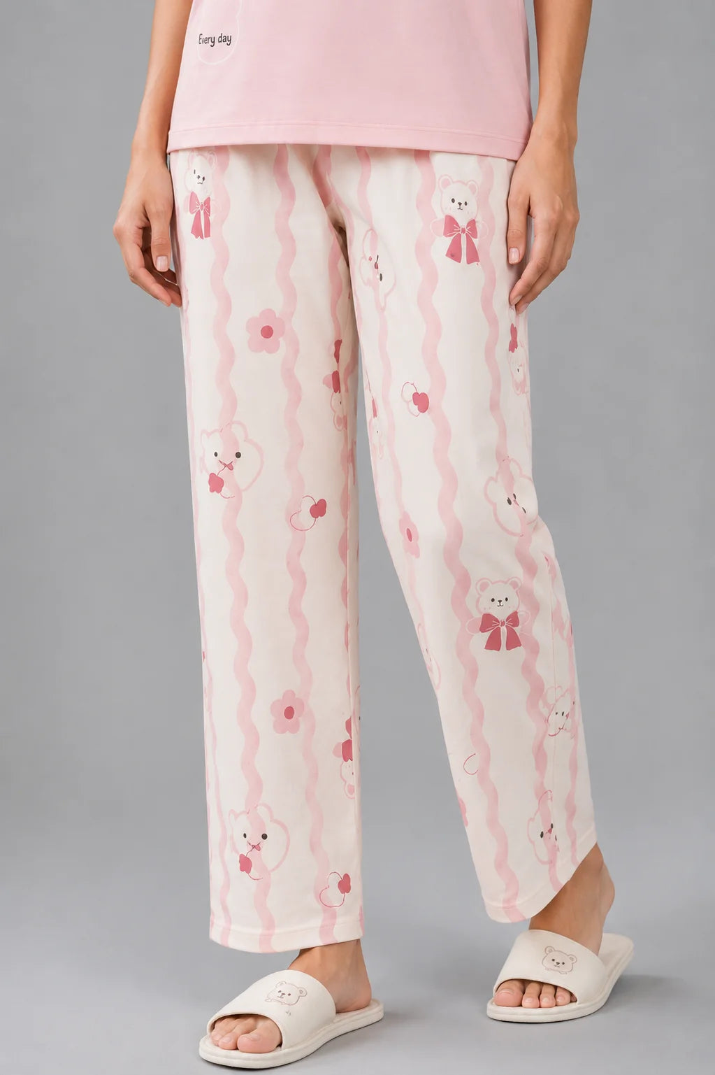 Women's Pink Bear Print Night Suit