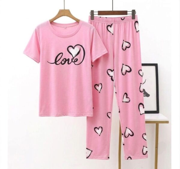 Love Heart Printed Night Suit